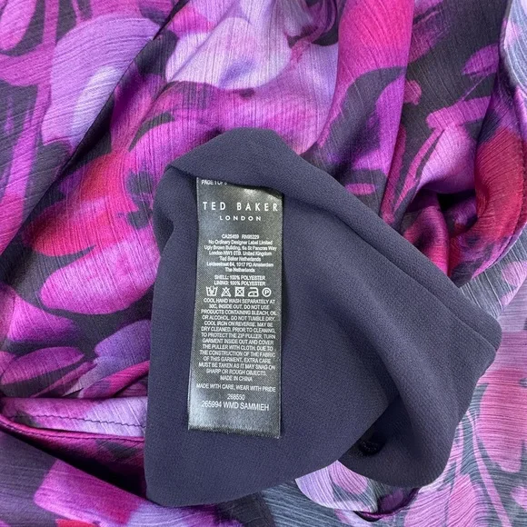 Ted Baker London Purple Pink Ruffled Bishop Sleeve Mini Dress - Picture 10 of 16